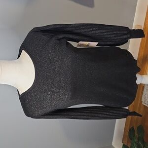 Nanette Lepore Ribbed Full Sleeve Metallic Thread Crewneck Sweater Size Medium